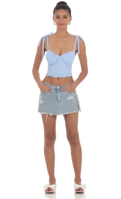 LUCY IN THE SKY Tops^Shoulder Ties Twist Top In Blue