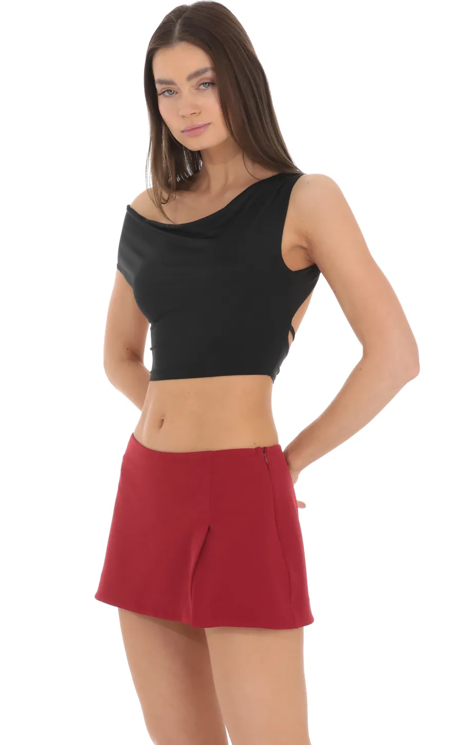 LUCY IN THE SKY Skirts^Side Slit Mini Skirt In Red