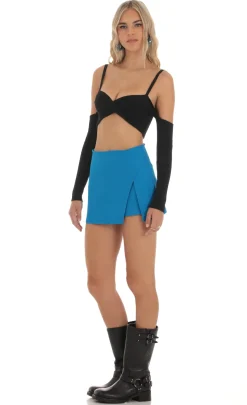 LUCY IN THE SKY Skirts|Shorts^Side Slit Skort In Blue