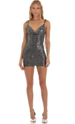 LUCY IN THE SKY Mini Dresses^Silver Sequin Bodycon Dress In Black