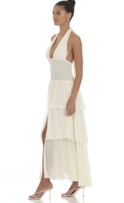 LUCY IN THE SKY Maxi Dresses^Smocked Halter Maxi Dress In Cream