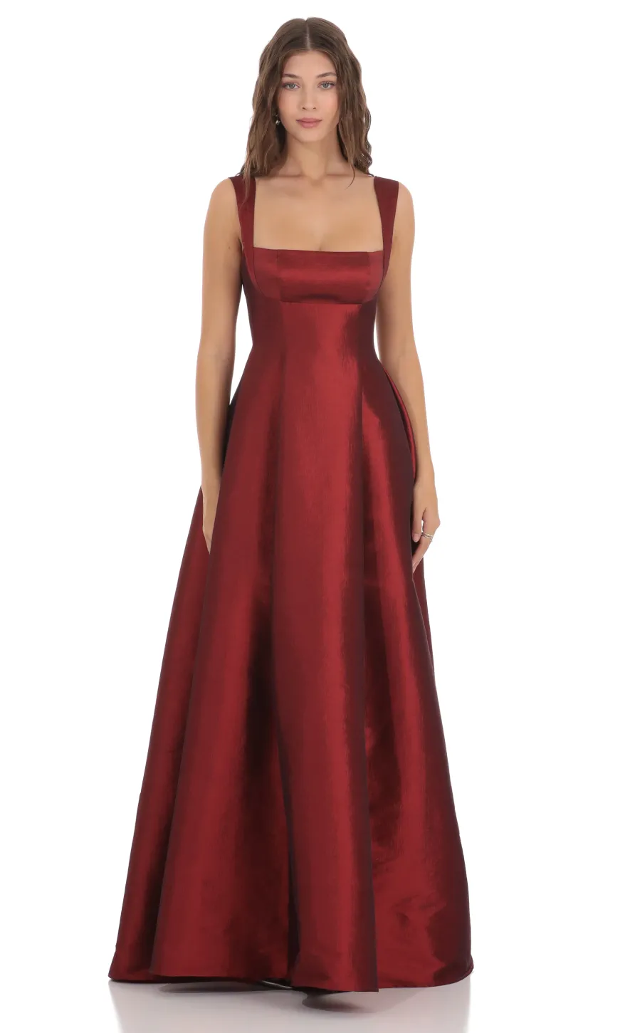 LUCY IN THE SKY Maxi Dresses^Square Neck Fit And Flare Maxi Dress In Maroon