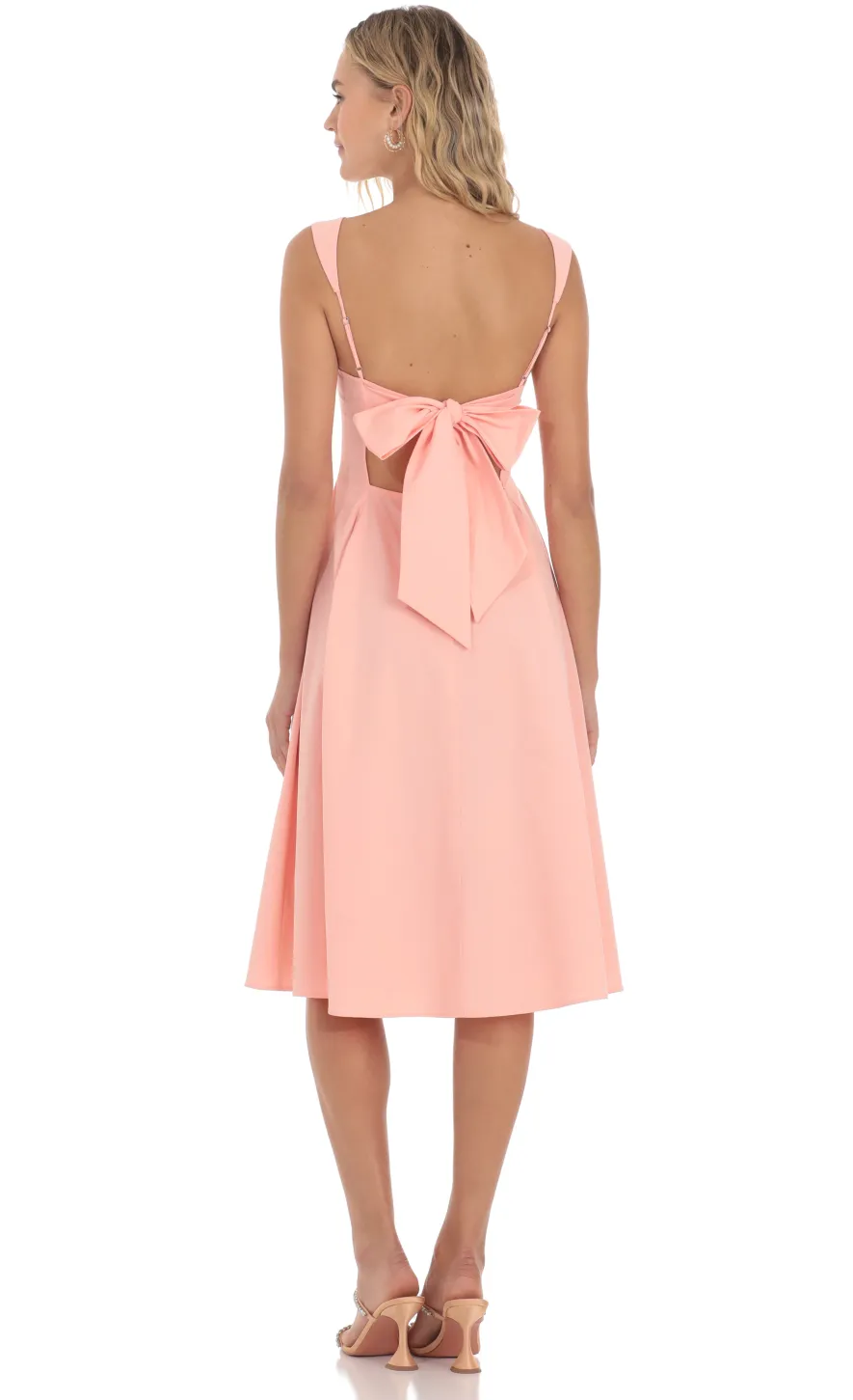 LUCY IN THE SKY Midi Dresses^Square Neck Flare Midi Dress In Pink