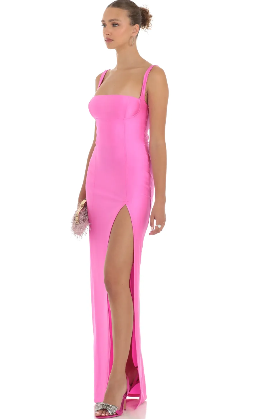 LUCY IN THE SKY Maxi Dresses^Square Neck Maxi Dress In Hot Pink