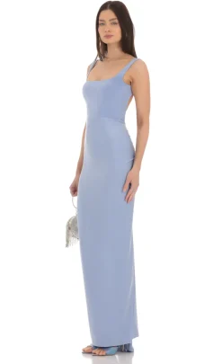 LUCY IN THE SKY Maxi Dresses^Square Neck Open Back Maxi Dress In Powder Blue