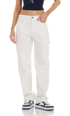 LUCY IN THE SKY Jeans^Straight Cargo Jeans In White
