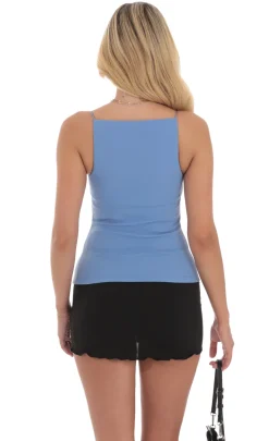 LUCY IN THE SKY Tops^Straight Neck Top In Blue