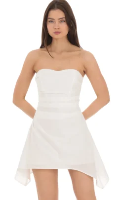 LUCY IN THE SKY Mini Dresses^Strapless Asymmetrical Dress In White