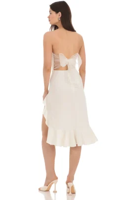 LUCY IN THE SKY Midi Dresses^Strapless Back Bow Midi Dress In Ivory