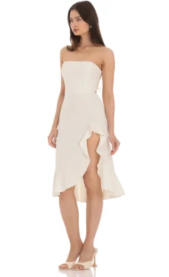 LUCY IN THE SKY Midi Dresses^Strapless Back Bow Midi Dress In Ivory