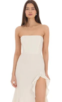 LUCY IN THE SKY Midi Dresses^Strapless Back Bow Midi Dress In Ivory