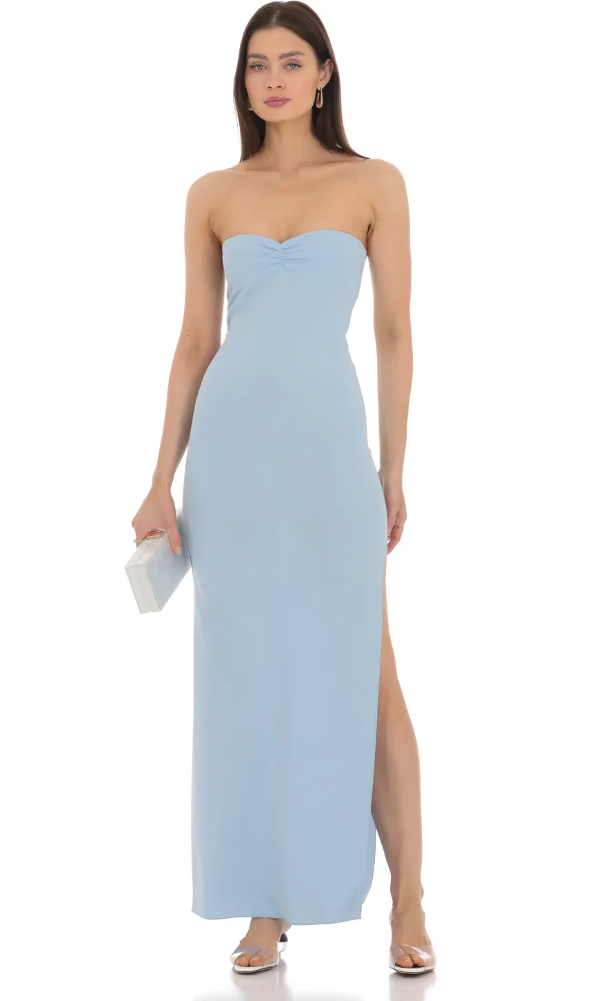 LUCY IN THE SKY Maxi Dresses^Strapless Bodycon Maxi Dress In Blue