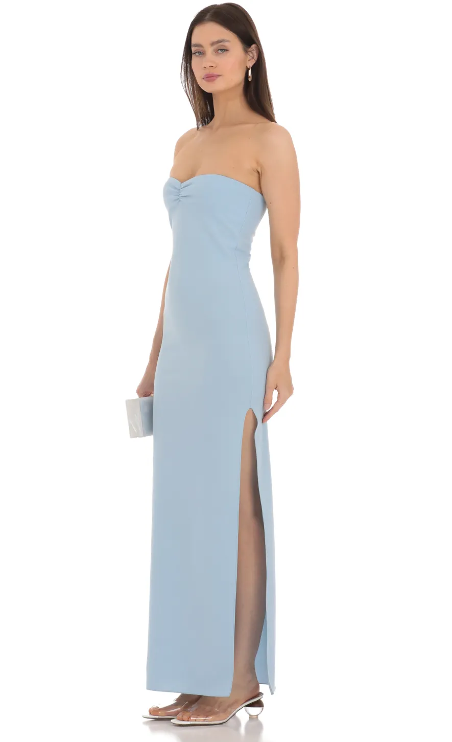 LUCY IN THE SKY Maxi Dresses^Strapless Bodycon Maxi Dress In Blue