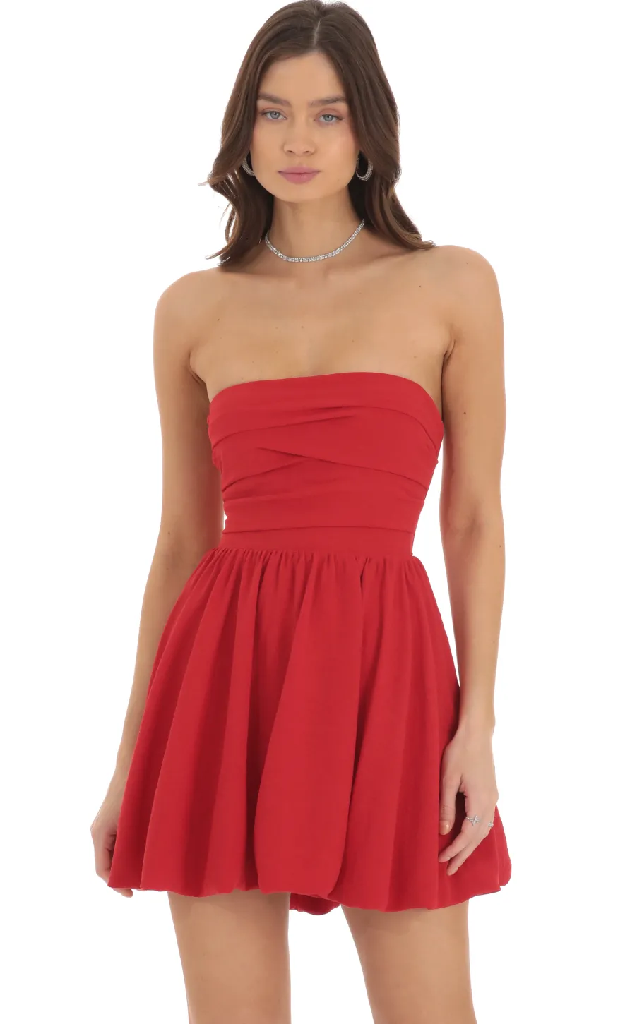 LUCY IN THE SKY Mini Dresses^Strapless Bubble Dress In Red