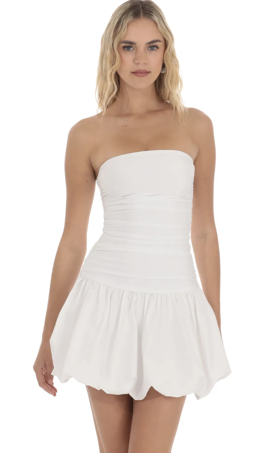 LUCY IN THE SKY Mini Dresses^Strapless Bubble Dress In White