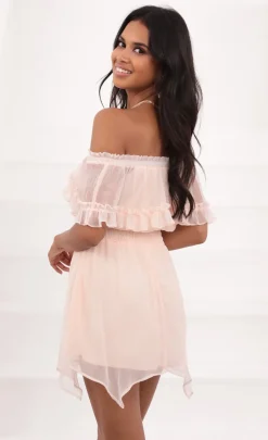 LUCY IN THE SKY Mini Dresses^Strapless Chiffon Dress In Pink