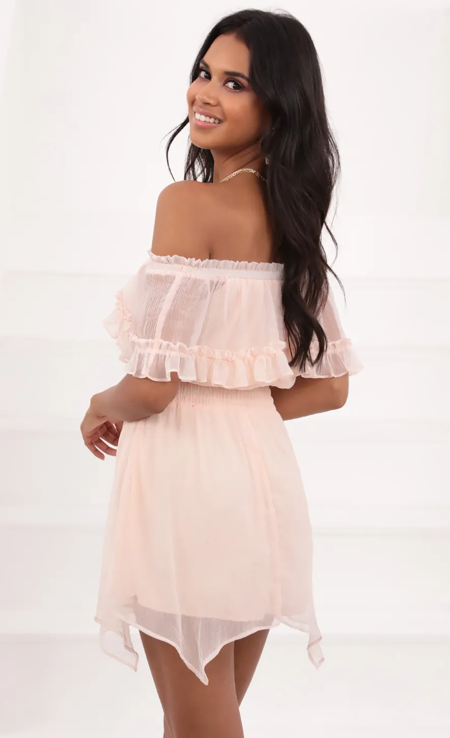 LUCY IN THE SKY Mini Dresses^Strapless Chiffon Dress In Pink
