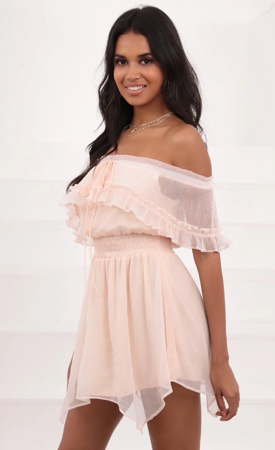 LUCY IN THE SKY Mini Dresses^Strapless Chiffon Dress In Pink