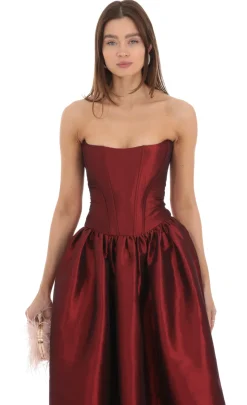 LUCY IN THE SKY Maxi Dresses^Strapless Corset Gown In Deep Red