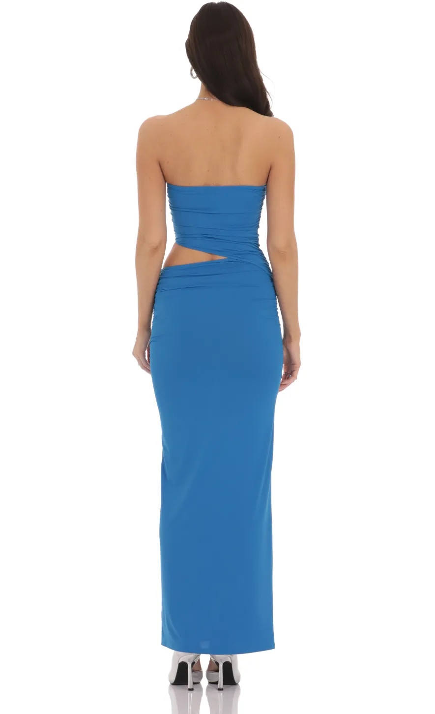 LUCY IN THE SKY Maxi Dresses^Strapless Cutout Maxi Dress In Blue