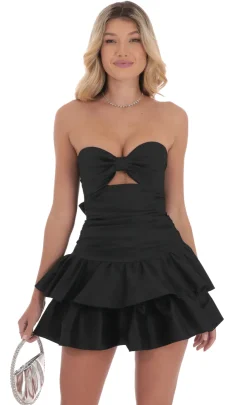 LUCY IN THE SKY Mini Dresses^Strapless Cutout Ruffle Dress In Black