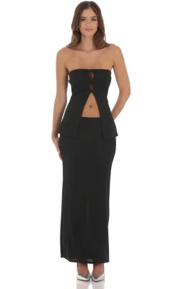 LUCY IN THE SKY Two-Piece Sets|Tops^Strapless Cutout Two Piece Set In Black