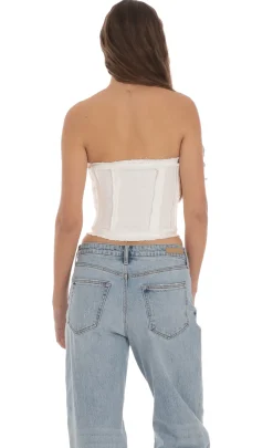 LUCY IN THE SKY Tops^Strapless Hook Corset Top In White