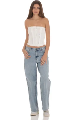 LUCY IN THE SKY Tops^Strapless Hook Corset Top In White