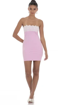 LUCY IN THE SKY Mini Dresses^Strapless Lace Bust Dress In Pink