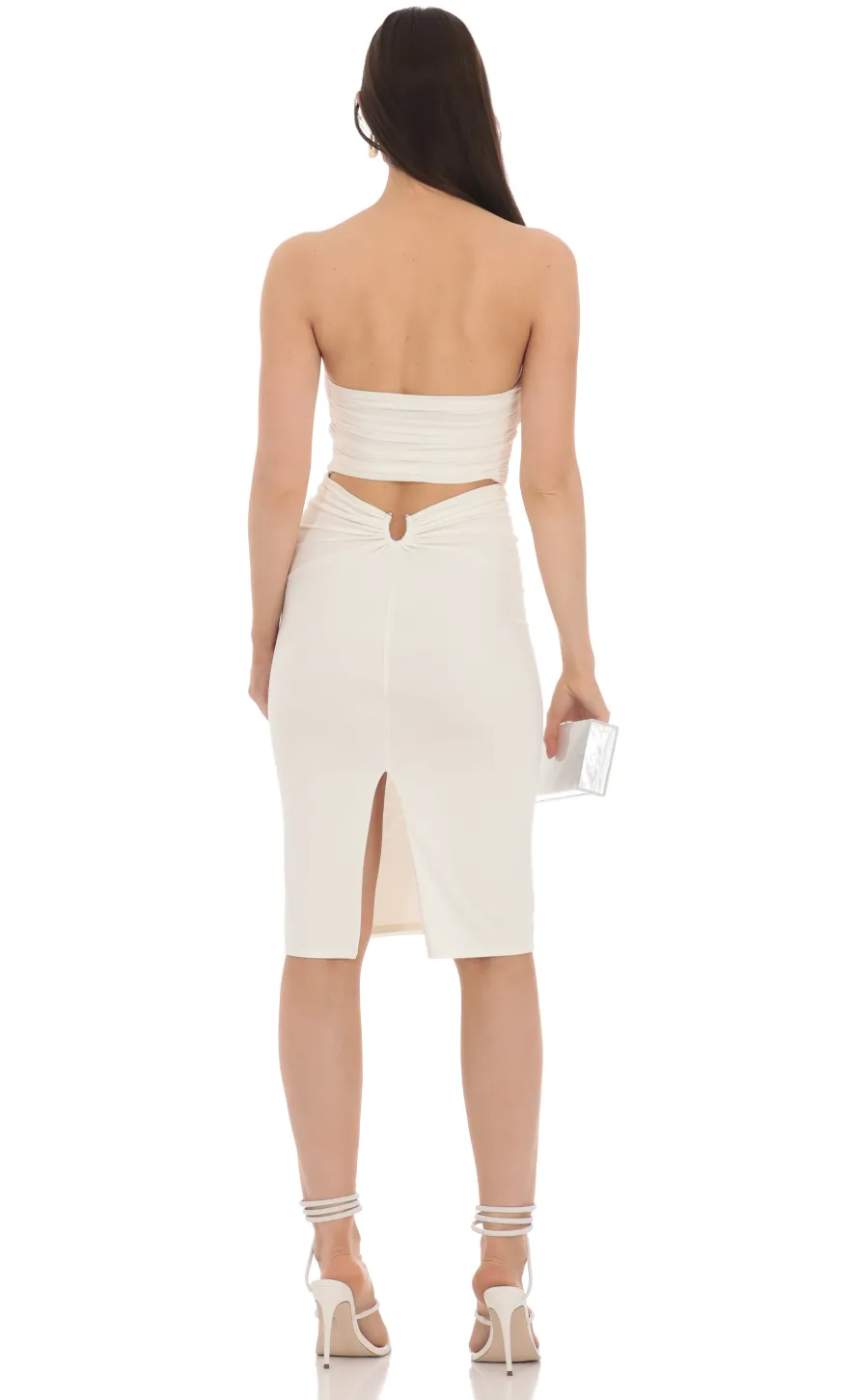 LUCY IN THE SKY Midi Dresses^Strapless Midi Dress In White
