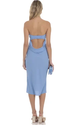 LUCY IN THE SKY Midi Dresses^Strapless Open Back Midi Dress In Blue