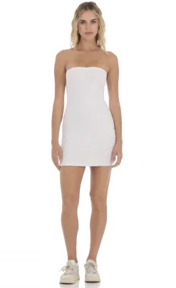 LUCY IN THE SKY Mini Dresses^Strapless Ribbed Bodycon Dress In White