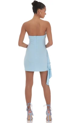 LUCY IN THE SKY Mini Dresses^Strapless Ruched Tassel Dress In Blue