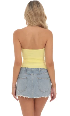 LUCY IN THE SKY Tops^Strapless Slits Top In Yellow