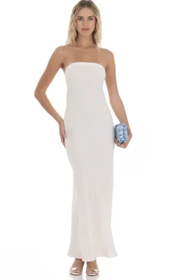 LUCY IN THE SKY Maxi Dresses^Strapless Straight Maxi Dress In White