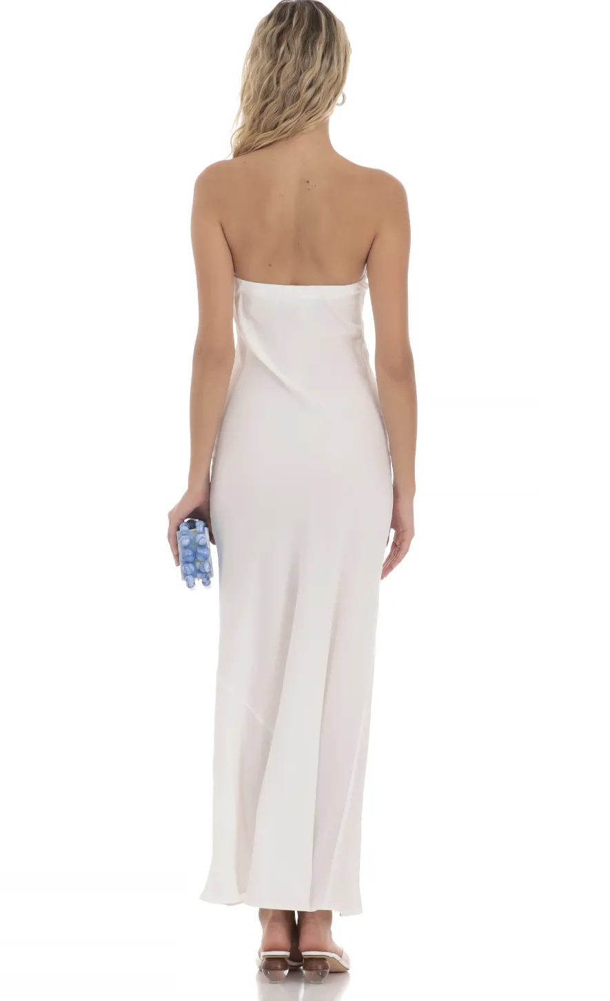LUCY IN THE SKY Maxi Dresses^Strapless Straight Maxi Dress In White