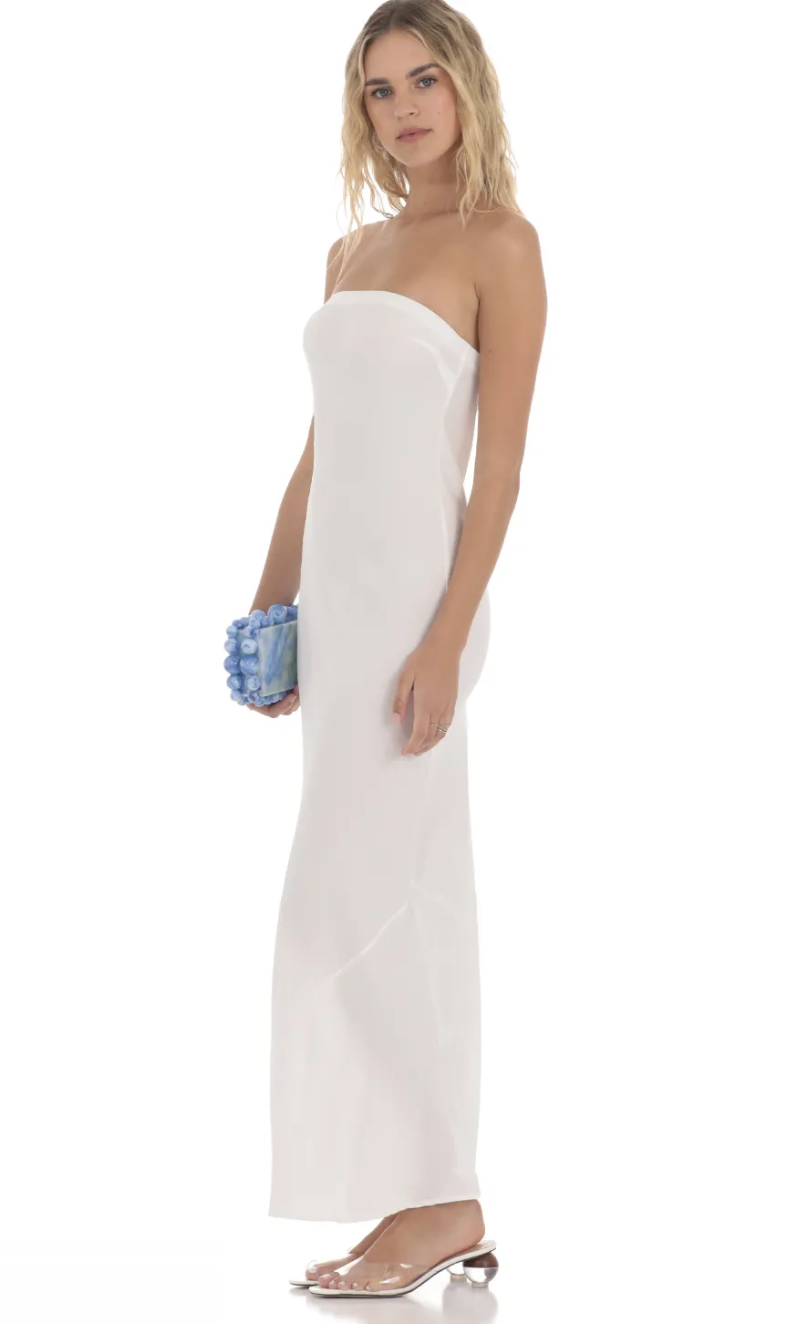LUCY IN THE SKY Maxi Dresses^Strapless Straight Maxi Dress In White
