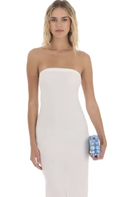 LUCY IN THE SKY Maxi Dresses^Strapless Straight Maxi Dress In White