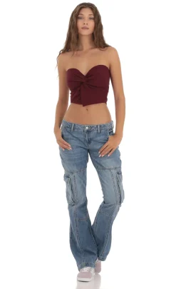 LUCY IN THE SKY Tops^Strapless Twist Top In Burgundy