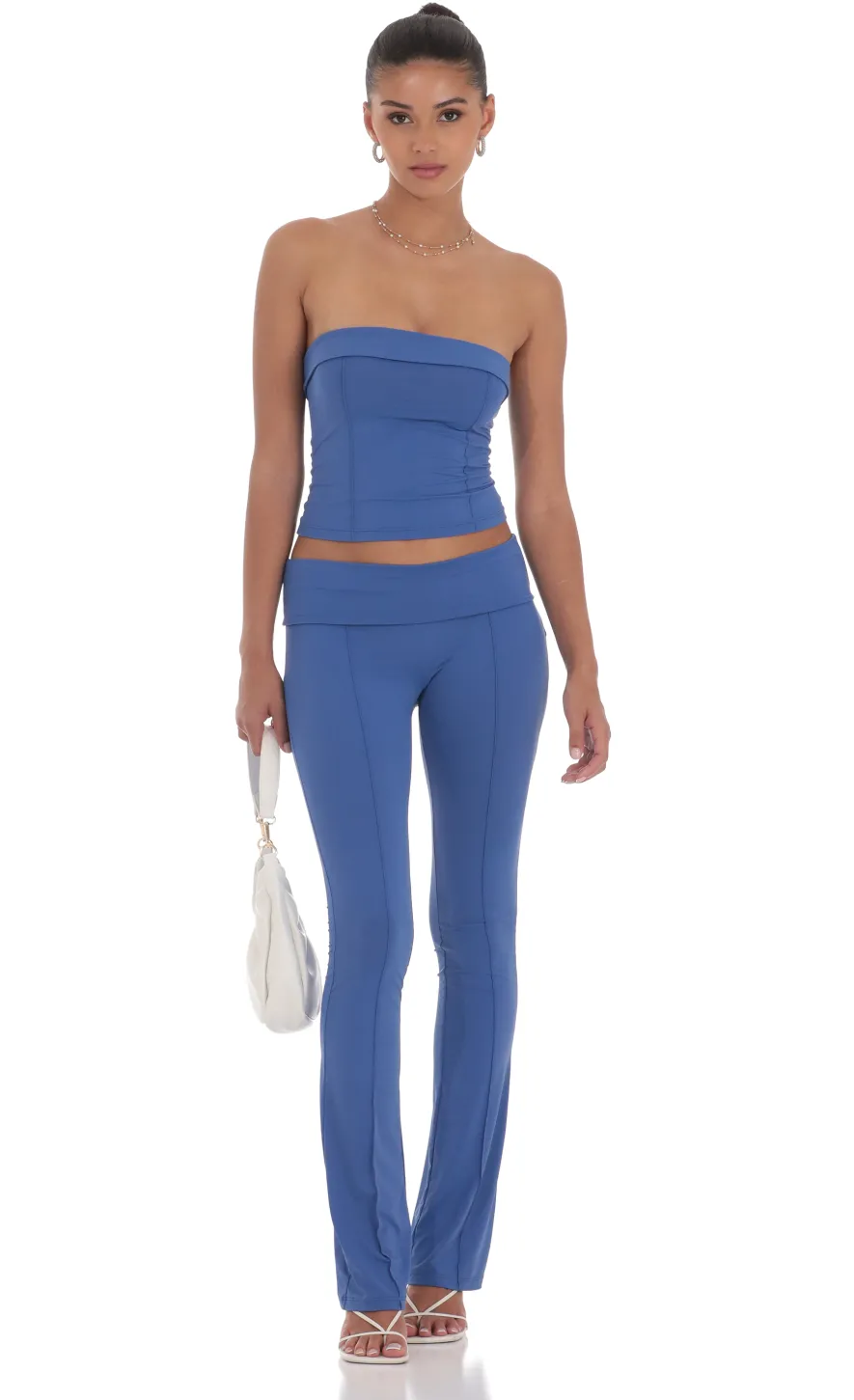 LUCY IN THE SKY Tops|Pants^Strapless Two Piece Set In Navy