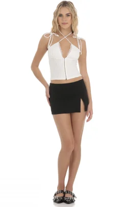 LUCY IN THE SKY Tops^Strappy Lace Top In White
