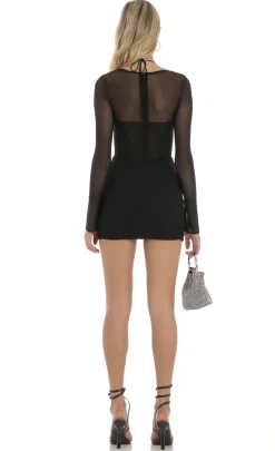 LUCY IN THE SKY Mini Dresses^Strappy Mesh Corset Dress In Black