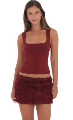LUCY IN THE SKY Tops^Stretch Scoop Top In Maroon