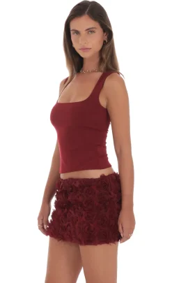 LUCY IN THE SKY Tops^Stretch Scoop Top In Maroon