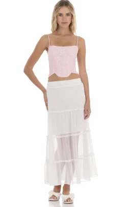 LUCY IN THE SKY Tops^Striped Floral Corset Top In Pink