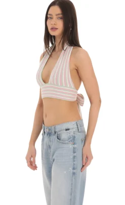 LUCY IN THE SKY Tops^Striped Knit Top In Pink And Green