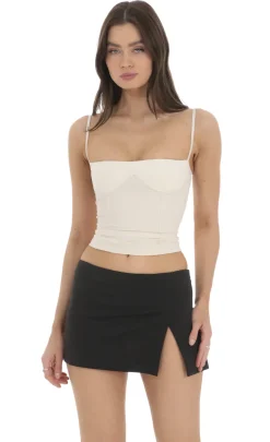 LUCY IN THE SKY Tops^Suede Bust Top In Cream