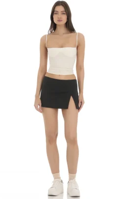 LUCY IN THE SKY Tops^Suede Bust Top In Cream