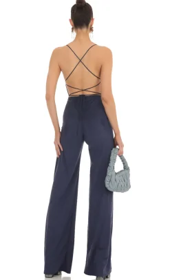 LUCY IN THE SKY Jumpsuits^Suede Wide Leg Jumpsuit In Navy