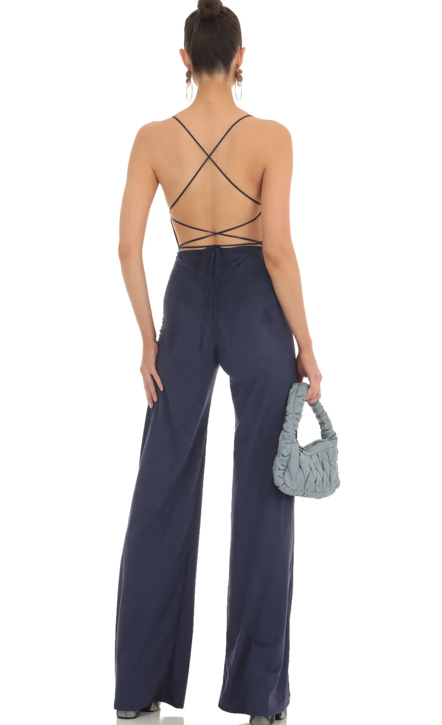 LUCY IN THE SKY Jumpsuits^Suede Wide Leg Jumpsuit In Navy